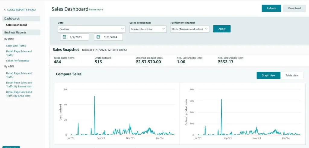 6 months sales report
